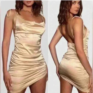 NWT LEAU Cabo Dress Champagne Medium